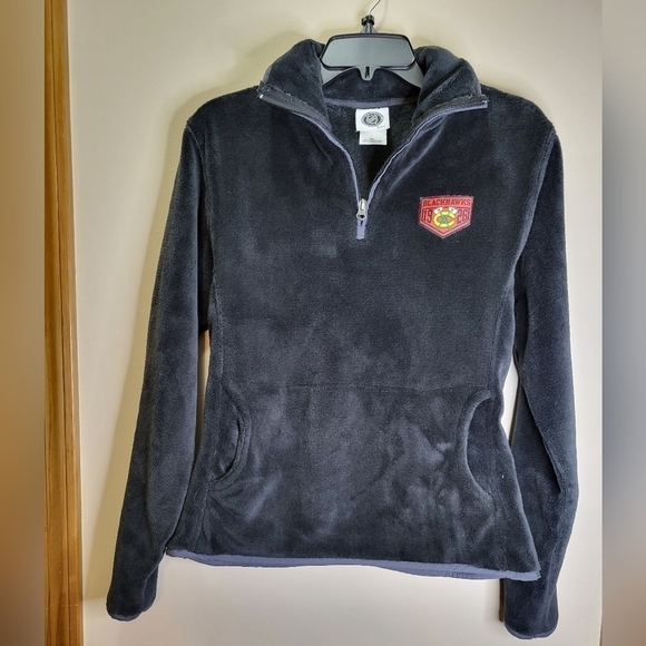 NHL Blackhawks Med fleece 1/4 zip pullover black Hockey - Picture 14 of 16